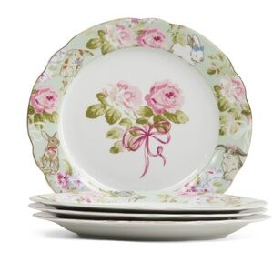 LAURA ASHLEY World Of Peter Rabbit Set Of 4 Scalloped Floral Design Dinner Plate